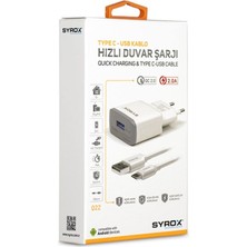Syrox Q22 Şarj Aleti Type-C Kablo Set 2.0A - Beyaz