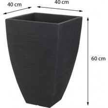 Via Gardenia Nervürlü Plastik Saksı Antrasit G 40 cm D 40 cm Y 60 cm