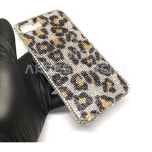 Oto Aksesuarcım iPhone 7 Plus 8 Plus Kristal Taşlı Telefon Kılıfı Leopar Desenli