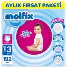 Molfix Pants Bebek Bezi 3 Beden Midi Aylık Fırsat Paketi 192 Adet