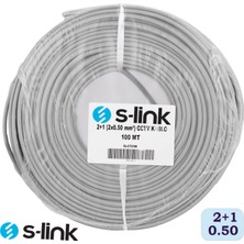 Life Teknoloji S-Link SL-CT2100 2x 0.50MM 100 Metre 2+1 Folyolu Lüks Cctv Güvenlik Kablo  (16X0.18 Ccd)