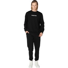 Defy's Erkek Bisiklet Yaka Regular Fit Baskılı Sweatshirt Beyaz Siyah