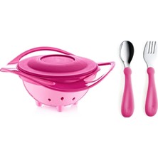 Babyjem Dökülmeyen Tabak Pembe & Paslanmaz Çelik Çatal Kaşık Takımı Pembe