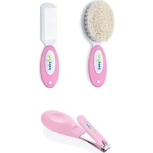 Babyjem 2'li Bebek Bakım Seti - Fırça Tarak + Çıt Çıt Tırnak Makası - Pembe