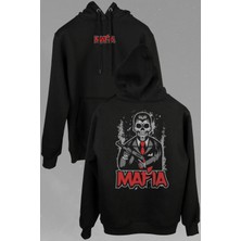 Kendim Seçtim Skull Ganster Mafia Temalı Silahlı Adam Ön ve Arka Baskılı Sweatshirt Kapüşonlu Hoodie