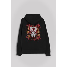 Kendim Seçtim Kitsune Mask Japanese Japon Kültür Ön ve Arka Baskılı Sweatshirt Kapüşonlu Hoodie