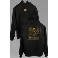 Kendim Seçtim Basquiat Taç Kral King Sanat Pop Art Ön ve Arka Baskılı Sweatshirt Kapüşonlu Hoodie