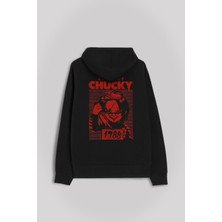 Kendim Seçtim Cult Of Chucky 1988 Korku Film Çaki Ön ve Arka Baskılı Sweatshirt Kapüşonlu Hoodie