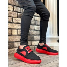 Bpm BA0302 Boa Kalın Taban Bağcıksız Tarz Casual Siyah Kırmızı Erkek Ayakkabı