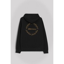 Kendim Seçtim Lord Of The Rings Yüzüklerin Efendisi Logo Ön ve Arka Baskılı Sweatshirt Kapüşonlu Hoodie