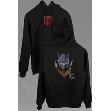 Kendim Seçtim Transformers Optimus Prime Logo Decepticon Ön ve Arka Baskılı Sweatshirt Kapüşonlu Hoodie