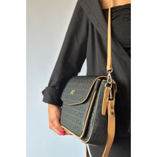 Just Polo 2 Askılı 5 Bölmeli Özel Seri Kadın Çapraz Omuz Çantası 4063 Siyah Taba