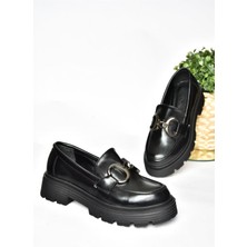 Fox Shoes R996090008 Siyah Rugan Kalın Tabanlı Günlük Ayakkabı