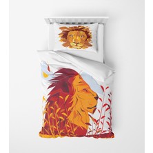 Alban Home Genç Çocuk Desen Mikro Saten 3D Dijital Baskı Tek Kişilik Nevresim Takımı Aslan