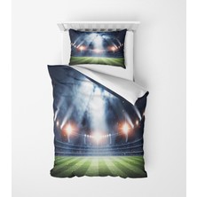 Alban Home Genç Çocuk Desen Mikro Saten 3D Dijital Baskı Tek Kişilik Nevresim Takımı Stadium