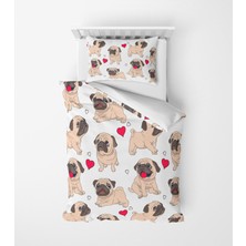 Alban Home Genç Çocuk Desen Mikro Saten 3D Dijital Baskı Tek Kişilik Nevresim Takımı Dog