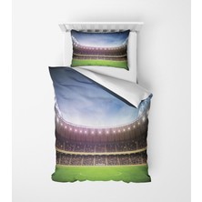 Alban Home Genç Çocuk Desen Mikro Saten 3D Dijital Baskı Tek Kişilik Nevresim Takımı Stadium