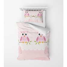 Alban Home Genç Çocuk Desen Mikro Saten 3D Dijital Baskı Tek Kişilik Nevresim Takımı Owl