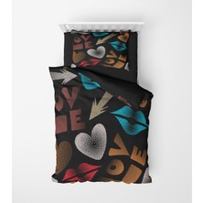Alban Home Genç Çocuk Desen Mikro Saten 3D Dijital Baskı Tek Kişilik Nevresim Takımı Love