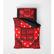 Alban Home Genç Çocuk Desen Mikro Saten 3D Dijital Baskı Tek Kişilik Nevresim Takımı Love