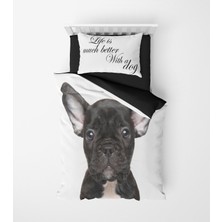 Alban Home Genç Çocuk Desen Mikro Saten 3D Dijital Baskı Tek Kişilik Nevresim Takımı Dog