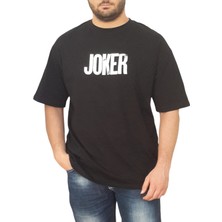 Joker Erkek Yuvarlak Yakalı Baskılı Kısa Kollu Siyah Tişört Ety-Jkr