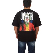 Joker Erkek Yuvarlak Yakalı Baskılı Kısa Kollu Siyah Tişört Ety-Jkr