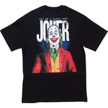 Joker Erkek Yuvarlak Yakalı Baskılı Kısa Kollu Siyah Tişört Ety-Jkr