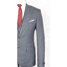 Jan Carlucci Slim Fit Sivri Yaka-Çift Yırtmaç  Açık Gri Drop 6 Yelekli Takım Elbise