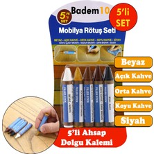 Badem10 5 Renk Mobilya Rötuş Kalemi Seti Ahşap Dolgu Kalemi Mobilya Dolap Çizik Giderici Çatlak Kapatıcı Set