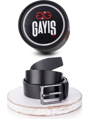 Gayış Özel Oval Deri Kot Kumaş Siyah Erkek Kemer
