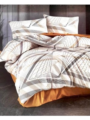 Kristal Ranforce Kapitoneli Nevresim Takımı Çift Kişilik Prizma Kahve