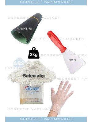 Yunus Kayatek Duvar Tamir Seti 2 kg Saten Alçı Spatula Eldiven