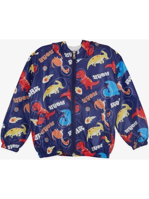 BREEZE GİRLS & BOYS Erkek Çocuk Yağmurluk Kükreyen Dinozorlar Desenli 1-5 Yaş, Lacivert