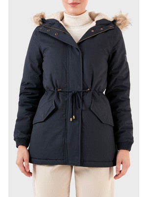 Norway Geographical Isı Yalıtımlı Peluş Astarlı Çıkarılabilir Suni Tüylü Kapüşonlu Parka Bayan Parka Ampurıa