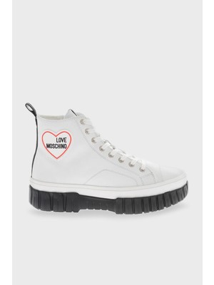 Love Moschino Logolu  Deri Bilekli Sneaker Kadın Ayakkabı JA15595G1GIA0100