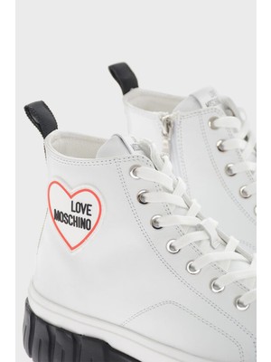 Love Moschino Logolu  Deri Bilekli Sneaker Kadın Ayakkabı JA15595G1GIA0100