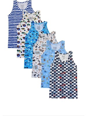 Tutku 0256 Erkek Çocuk Elestan Desenli Atlet 6 Adet