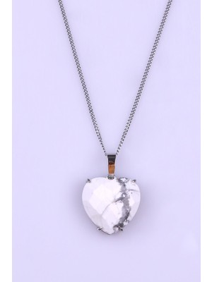 Alibaba Doğaltaş Havlit Doğal Taş Gümüş Renkli Kolye