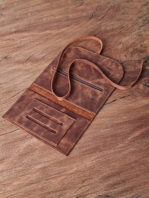 Bouscrab Tütün Kesesi Cüzdan Tütün Çantası Tütünlük Gerçek Deri 50GR