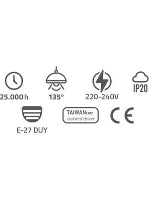 Full Reyon 100 Watt, 45 cm Çap, 6500K Beyaz Işık Ledli Yüksek Tavan Armatür, LED Avize, Kafe, Otel, Ev Armatürü