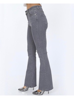 Trn JNS Cocu Siyah Ispanyol Paça Kot Pantolon Yüksek Bel Flare Jeans Toparlayıcı