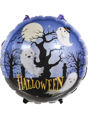 Pandoli Halloween Yazılı Hayalet Ağacı Temalı 45X45 cm Folyo Balon 5 Adet