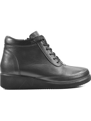 Beety 22BK87.7901 Hakiki Deri Siyah Ortopedik Fermuarlı Kadın Anne Bot