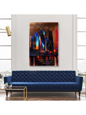 SML Tablo Şehir Manzarası Gökdelenler Mimari Inşaat Mühendisliği Şehir Planlama Kanvas Tablo