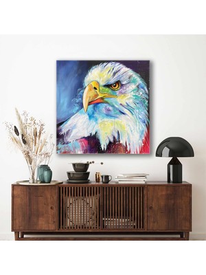 SML Tablo Asil Kartal Boya Sıçramaları Karizma Kuş Kanvas Tablo