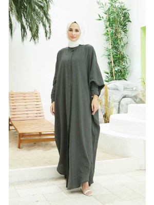 Neways 6571-FENDI Modal  Abaya Yağ Yeşili