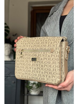 Just Polo Kum Renk 5 Bölmeli Kadın Omuz Çantası 29CM 20 cm 10 cm 2068-LB