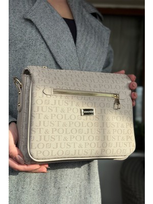 Just Polo Taş Renk 5 Bölmeli Kadın Omuz Çantası 29CM 20 cm 10 cm 2068-LB