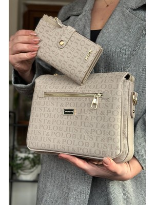 Just Polo Taş Kombin Renk 5 Bölmeli Kadın Omuz Çantası 29CM 20 cm 10 cm 2068-LB